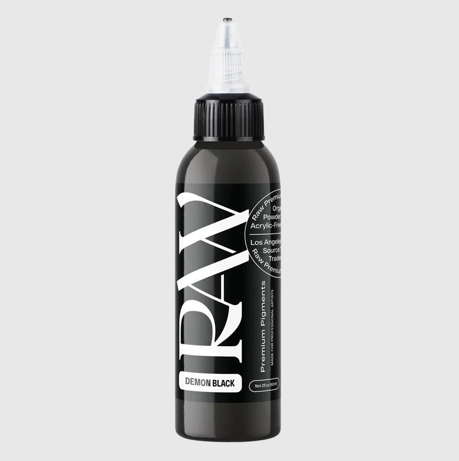 Raw Pigments Demon Black 2 oz 60 ml Siyah Çizgi, Dolgu ve Gölge Dövme Boyası