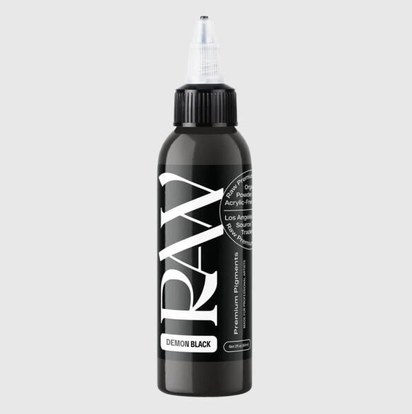 Raw Pigments Demon Black 2 oz 60 ml Siyah Çizgi, Dolgu ve Gölge Dövme Boyası