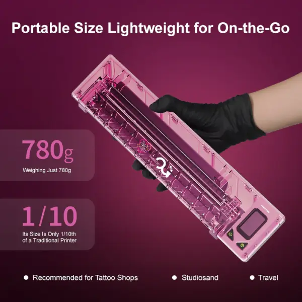 OG Fury Wireless Stencil Thermal Printer Termal Dövme Transfer Yazıcısı Pembe