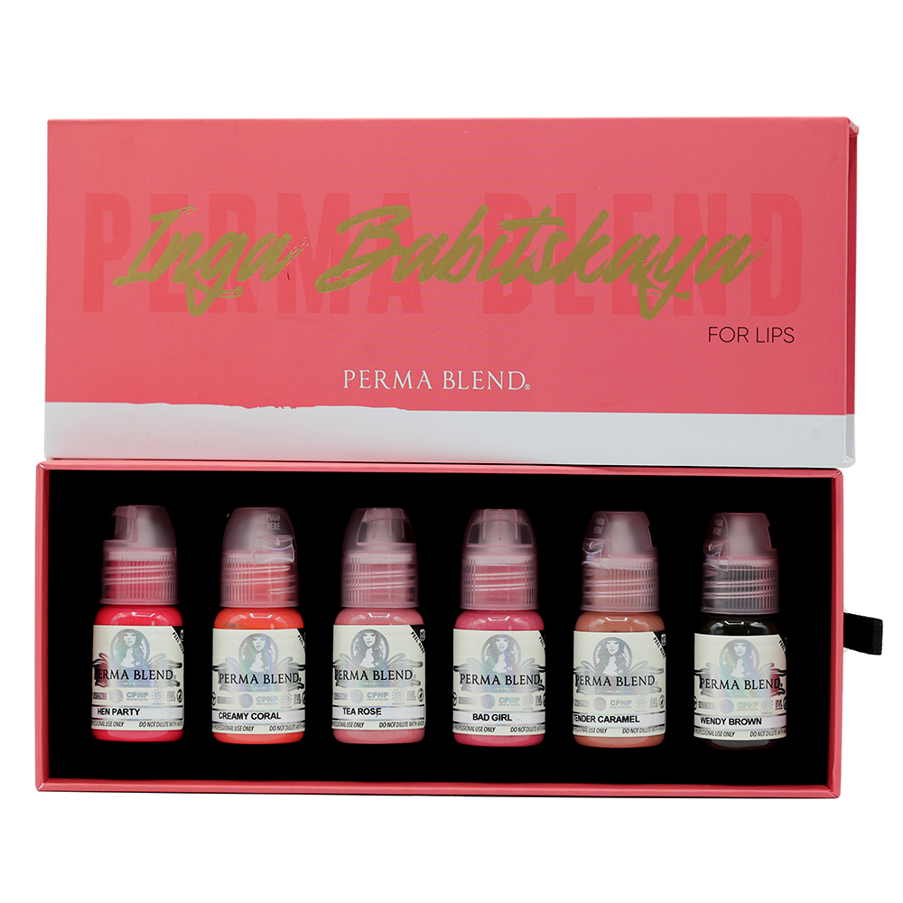 Perma Blend Inga Babitskaya Lips Dudak Renkleri Kalıcı Makyaj Boyası Seti 6 x 15ml 1/2 oz