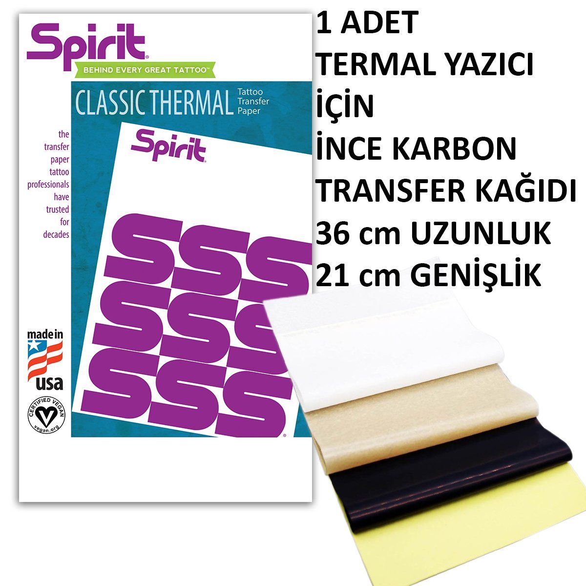 Termal Makineye Özel Spirit USA Thermal Transfer Kopya Kâğıdı 36cm Uzunluk (1 Adet)