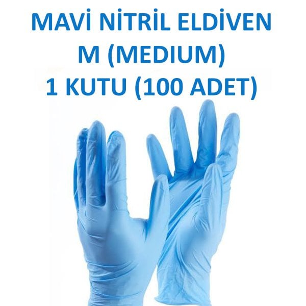 Blue Nitrile Gloves M Hasan Medium Medium-Petersen (Box - 100 pcs) Haspet
