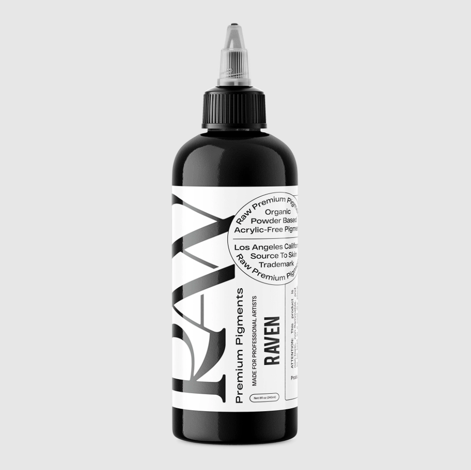 Raw Pigments Raven Black 8 oz 240 ml Siyah Dolgu Dövme Boyası