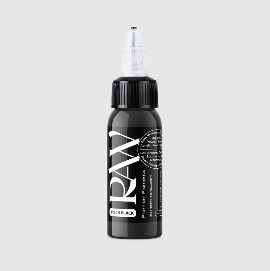 Raw Pigments Pitch Black 1 oz 30 ml Siyah Çizgi ve Dolgu Dövme Boyası