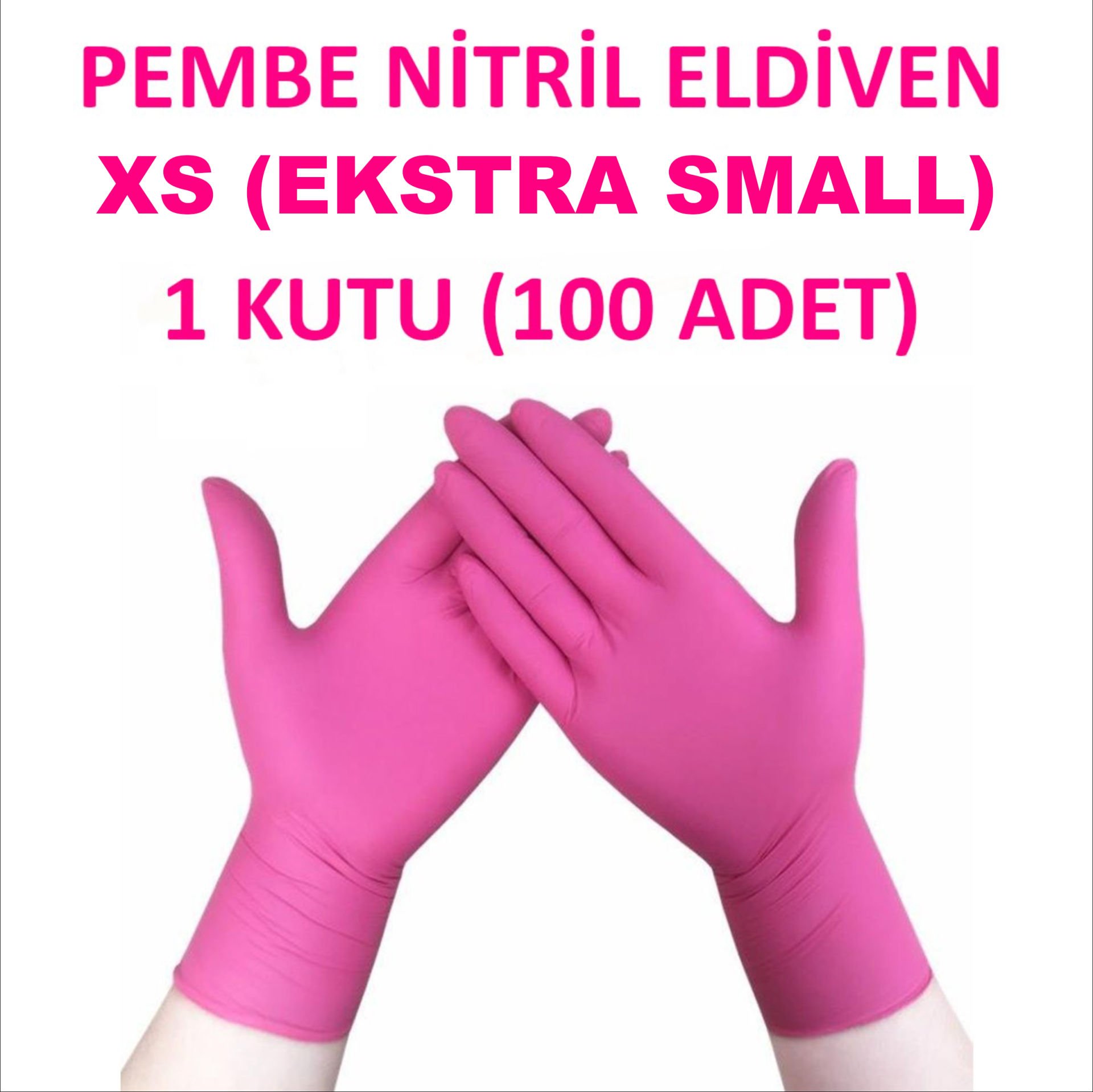 Eldiven Nitril Pembe XS Ekstra Small Ekstra Küçük Boy Has-Pet (Kutu - 100 Adet) Haspet