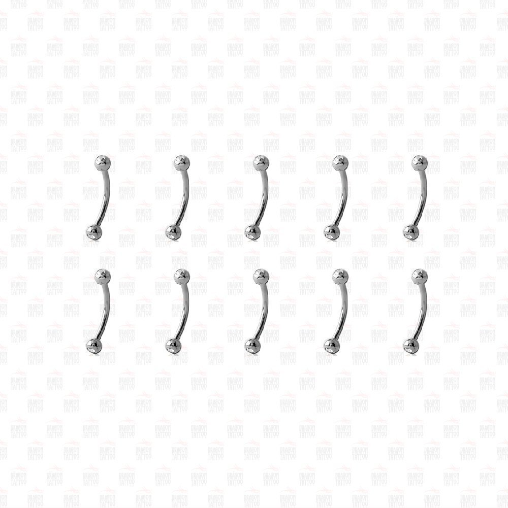 10 Adet Cerrahi Çelik Çift Toplu Beyaz Taşlı Kaş Piercing