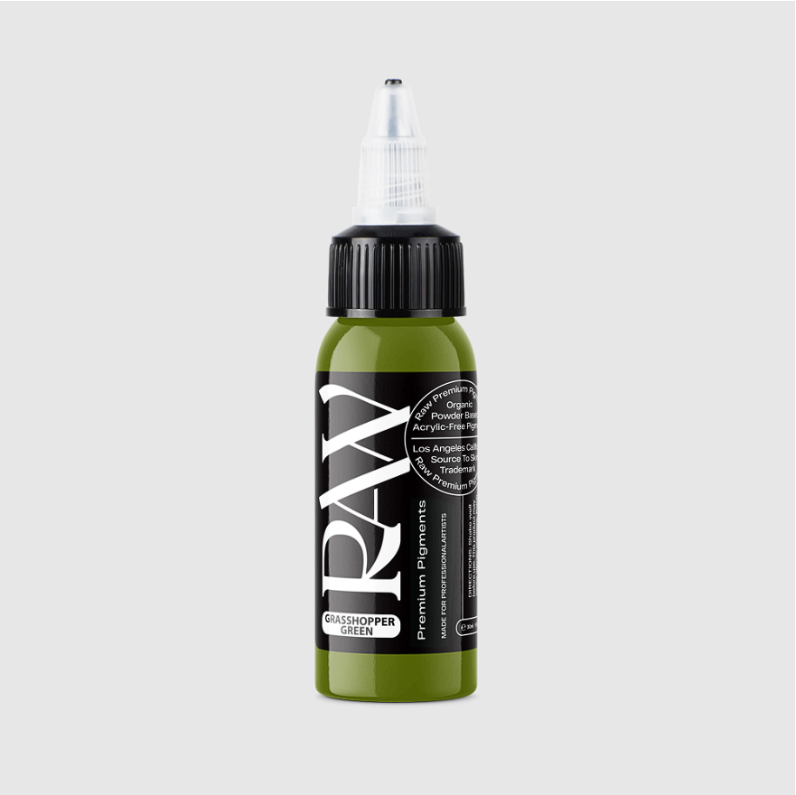 Raw Pigments Grasshopper 1 oz 30 ml Koyu Yeşil Dövme Boyası