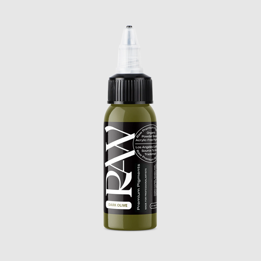 Raw Pigments Dark Olive 1 oz 30 ml Koyu Yeşil Dövme Boyası