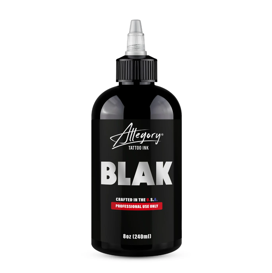 Allegory Blak Premium Çizgi ve Gölge için Siyah Dövme Boyası 8 oz 240 ml