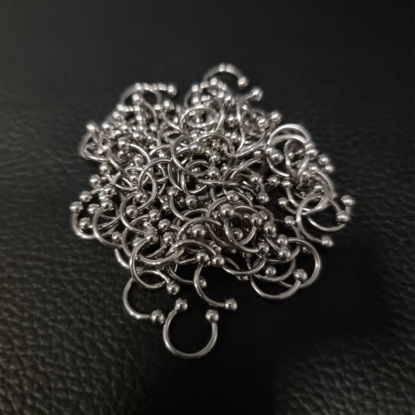 100 Adet Cerrahi Çelik Çift Toplu Halka Piercing Halka Genişliği 10mm - Top Büyüklüğü 3 mm - Bar Kalınlığı 1.2 mm