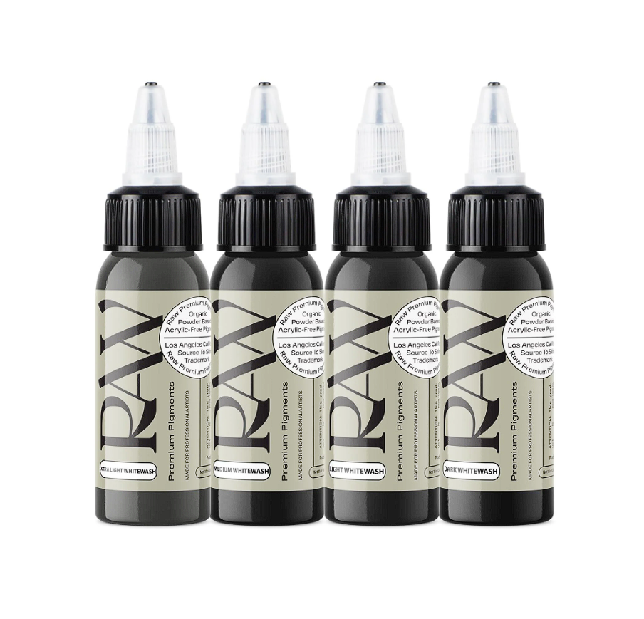 Raw Pigments Whitewash Set 1 oz 30 ml Dört Ton Gri Gölge Dövme Boyası Seti