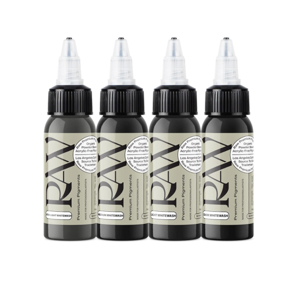 Raw Pigments Whitewash Set 1 oz 30 ml Dört Ton Gri Gölge Dövme Boyası Seti