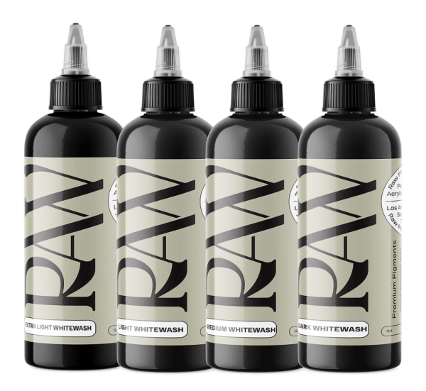 Raw Pigments Whitewash Set 4 oz 120 ml Dört Ton Gri Gölge Dövme Boyası Seti