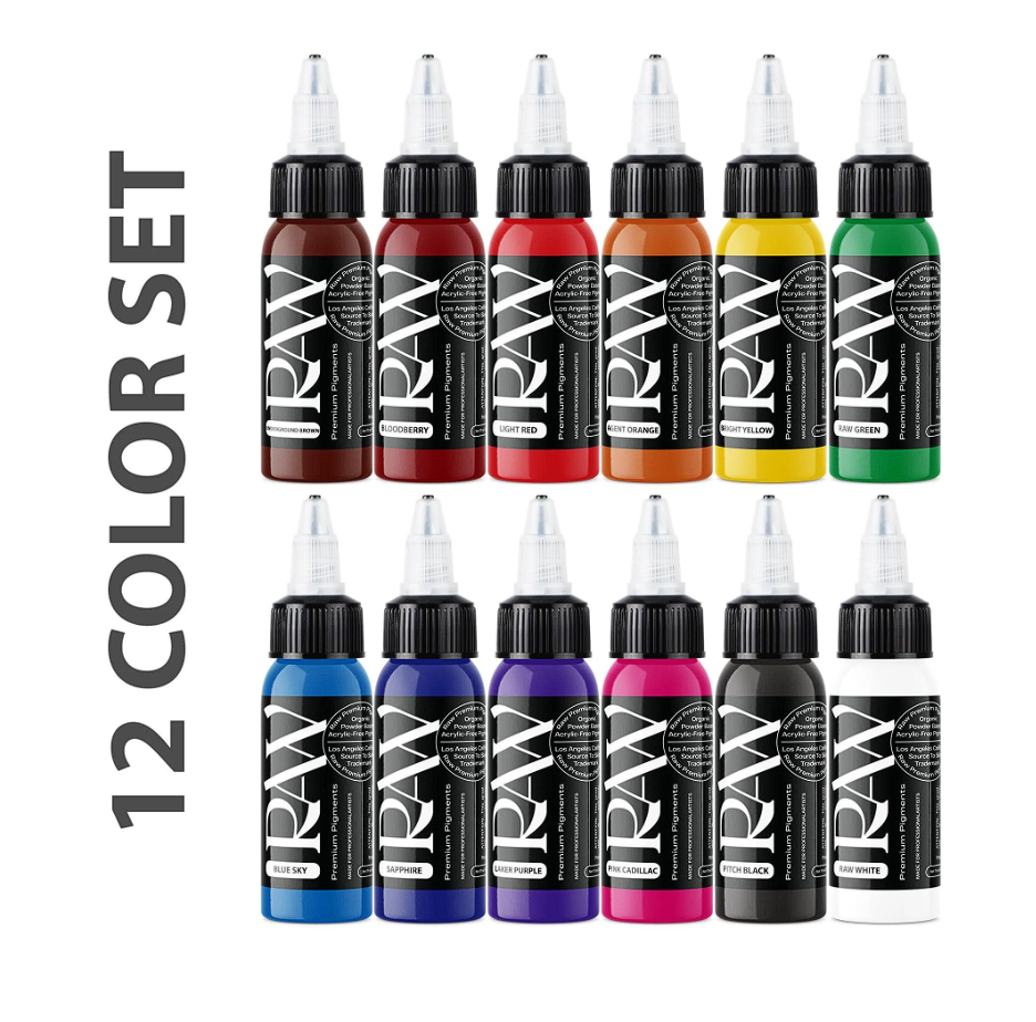 Raw Pigments Basic Set 12 Renk 1 oz 30 ml Dövme Boyası Seti