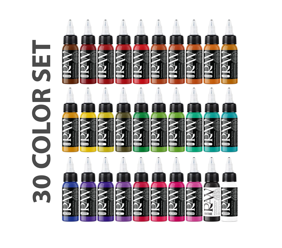 Raw Pigments 30 Renk 1 oz 30 ml Dövme Boyası Seti