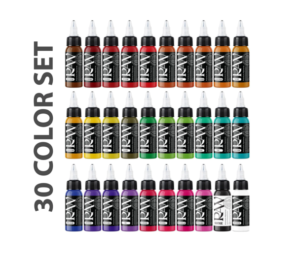 Raw Pigments 30 Renk 1 oz 30 ml Dövme Boyası Seti