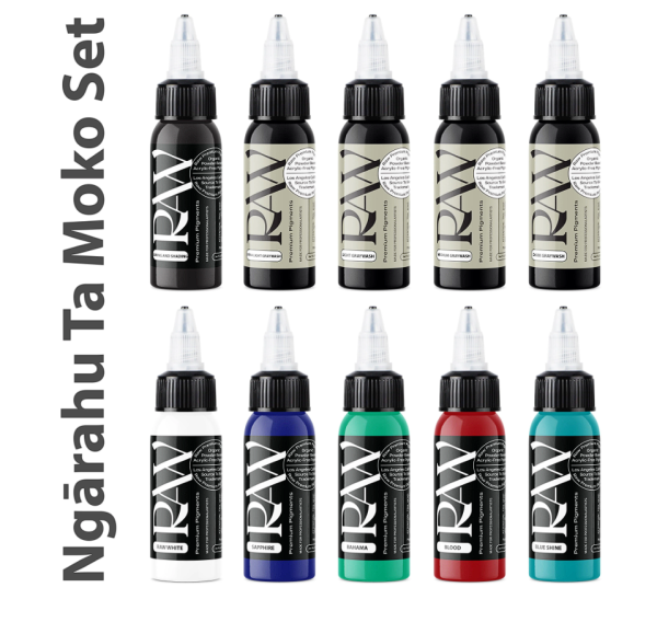 Raw Pigments NGĀRAHU TA MOKO SET 12 Renk 1 oz 30 ml Dövme Boyası Seti