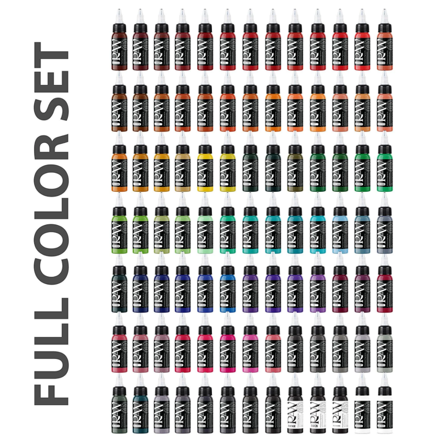 Raw Pigments Complete Set 101 Renk 1 oz 30 ml Dövme Boyası Seti