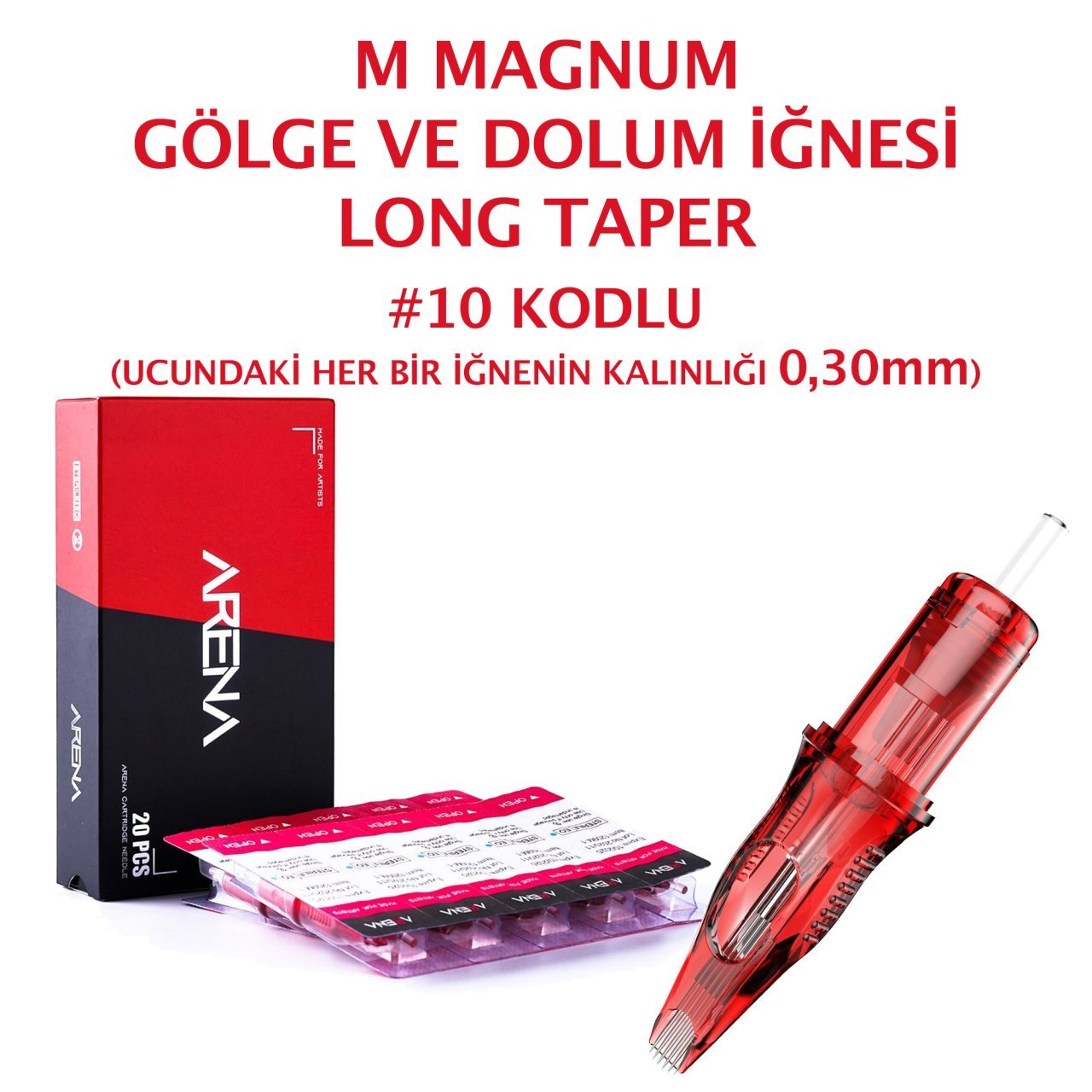 Arena #10 Kodlu M Magnum Cartridge Gölge ve Dolum Dövme İğnesi Kartuş