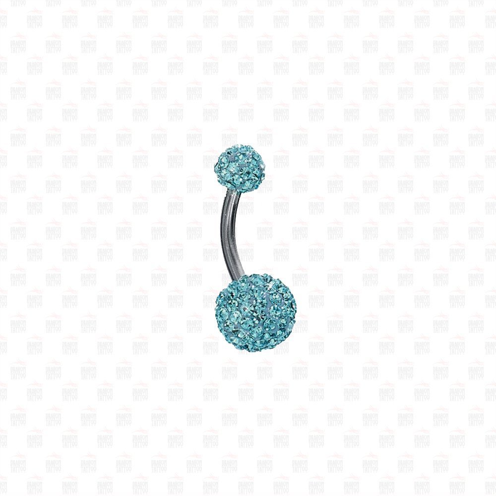 Cerrahi Çelik Swarovski Mavi Taşlı Göbek Piercing
