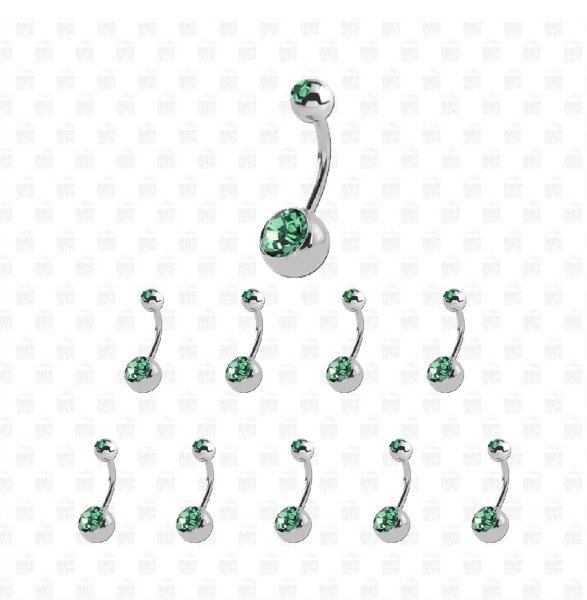 10 Adet Cerrahi Çelik Çift Yeşil Taşlı Göbek Piercing 10 Adet Cerrahi Çelik Çift Yeşil Taşlı Göbek Piercing Top Büyüklüğü 8 mm - Bar Kalınlığı 1.6 mm - Bar Uzunluğu 12 mm