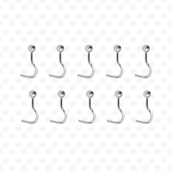 10 Adet Cerrahi Çelik İnce Burun Taşsız Hızma - Piercing