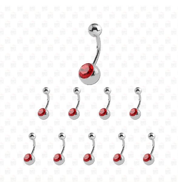 10 Adet Cerrahi Çelik Kırmızı Taşlı Göbek Piercing 10 Adet Cerrahi Çelik Kırmızı Taşlı Göbek Piercing Top Büyüklüğü 8 mm - Bar Kalınlığı 1.6 mm - Bar Uzunluğu 12 mm