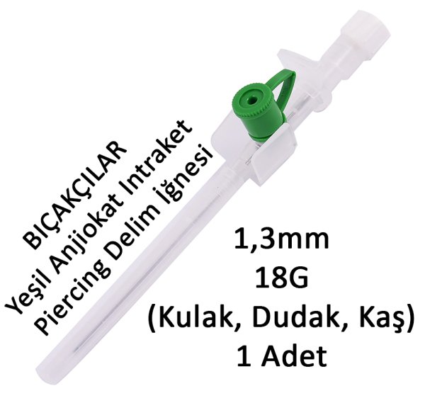 Bıçakcılar 1,3m Green Anjiokat intracath Oor, Lip, wenkbrauw piercing Naald Boor Anjuket 1 Stuk
