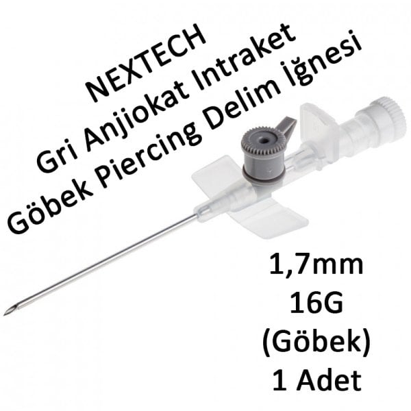 Nextech 1,7mm Gri Anjiokat Intraket Göbek Piercing Delim İğnesi Anjuket 1 Adet