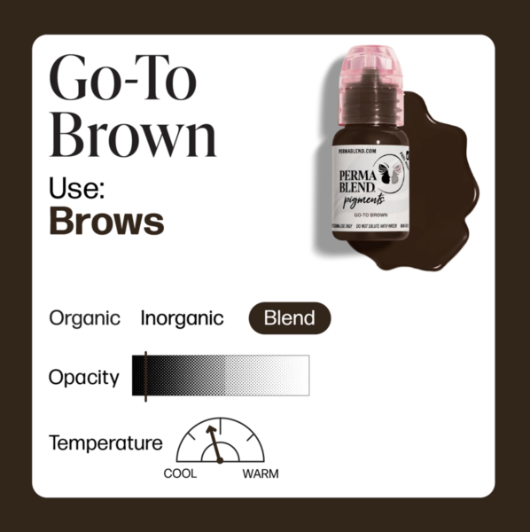 Perma Blend Go-To Brown 1/2 oz 15 ml Kaş İçin Koyu Küllü Kahverengi Kalıcı Makyaj Boyası Permablend