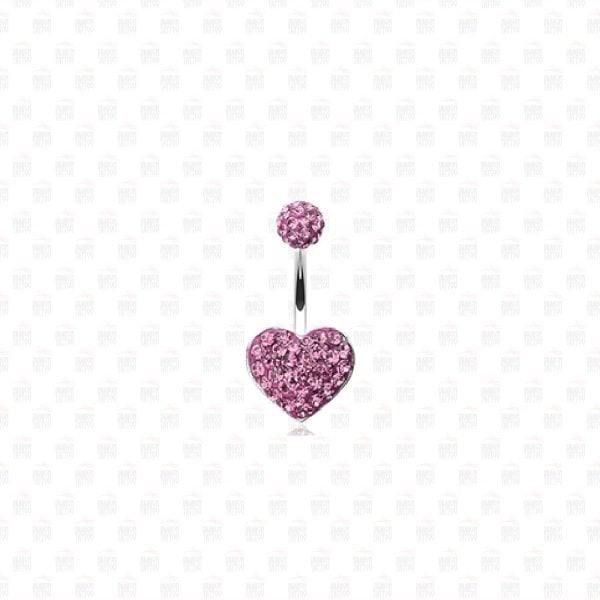 Cerrahi Çelik Swarovski Taşlı Kalp Göbek Piercing