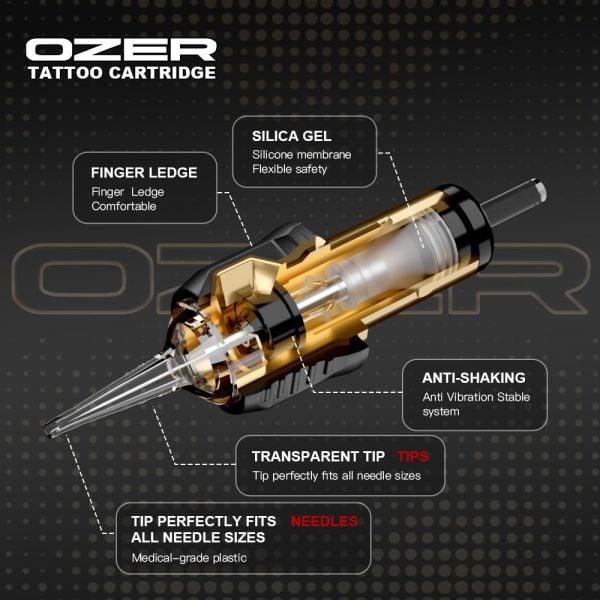 Ozer G #10 Kodlu Curved Magnum Long Taper Kartuş Dövme İğnesi Gölge ve Dolgu İçin Cartridge İğne SEMLT