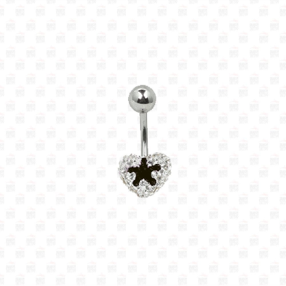 Cerrahi Çelik Swarovski Taşlı Kalp Göbek Piercing