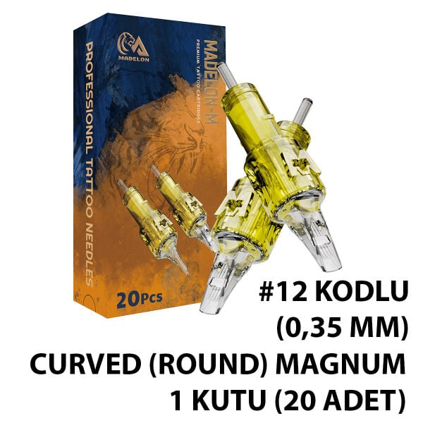 Madelon Eltte #12 Kodlu RM Curved Magnum Cartridge Kartuş Dövme İğnesi 1 Kutu (20 Adet)
