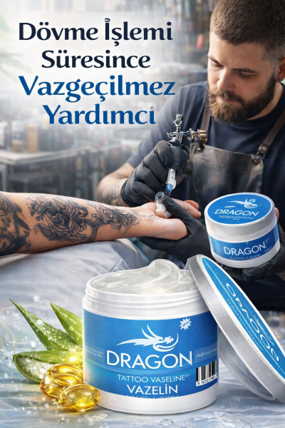 Dragon Özel Dövme Vazelini Pembe Renkli Aloe Vera'lı Kokusuz 500 ml / 350 gr