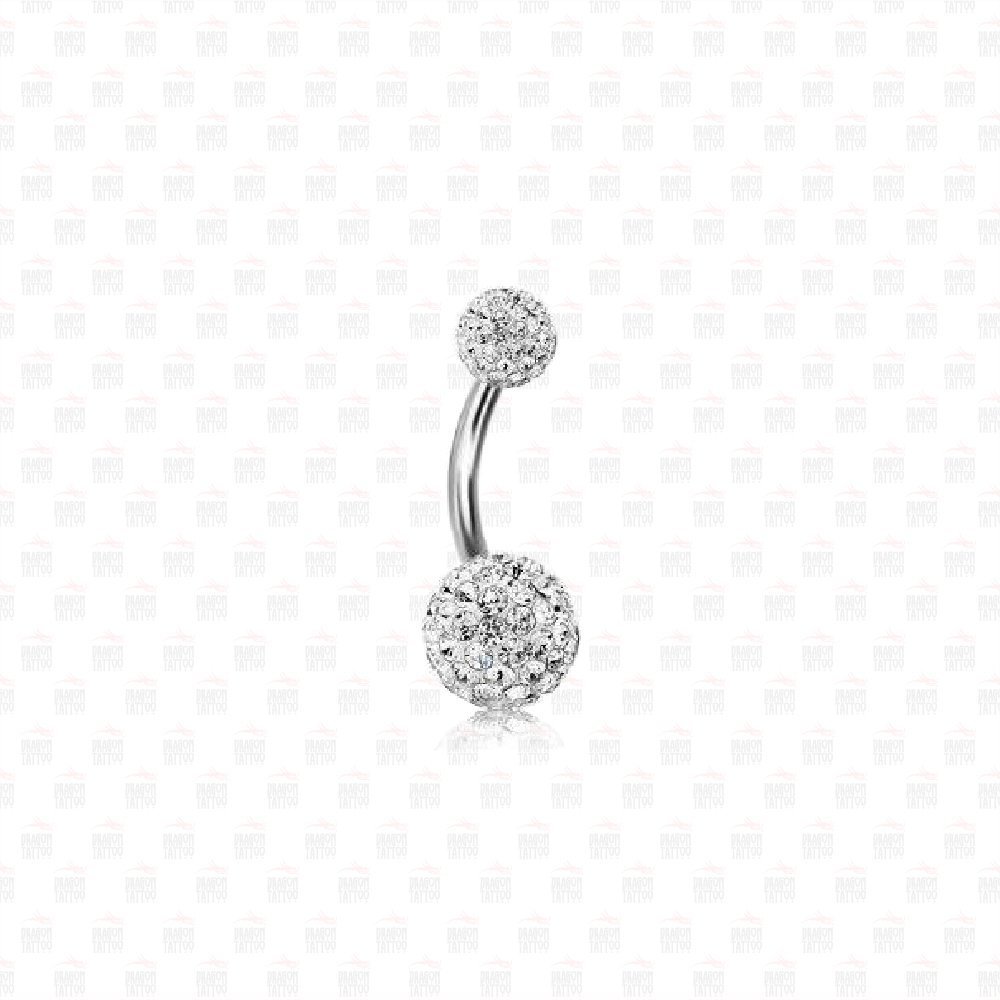 Cerrahi Çelik Swarovski Beyaz Taşlı Göbek Piercing Top Büyüklüğü 8 mm - Bar Kalınlığı 1.6 mm - Bar Uzunluğu 10 mm