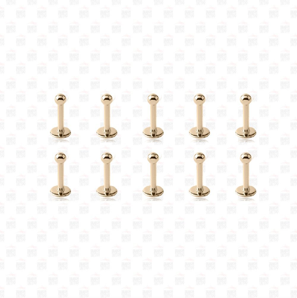 10 Adet Cerrahi Çelik Altın Sarısı Dudak Piercing