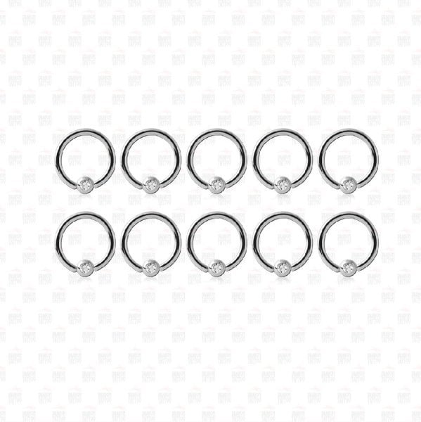 10 Adet Cerrahi Çelik Tek Toplu Taşlı Halka Piercing