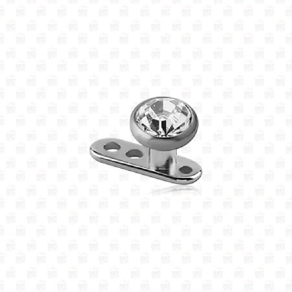 Titanyum Dermal Piercing Beyaz Taşlı