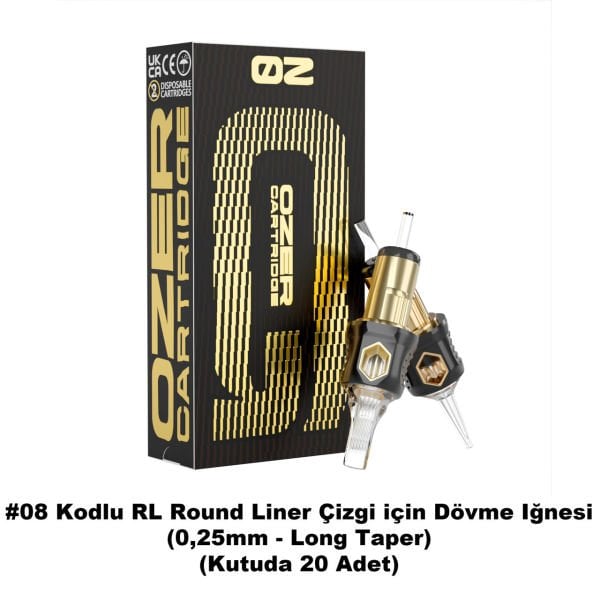 Ozer G #08 Kodlu RL Kartuş Dövme İğnesi Çizgi İçin Cartridge İğne