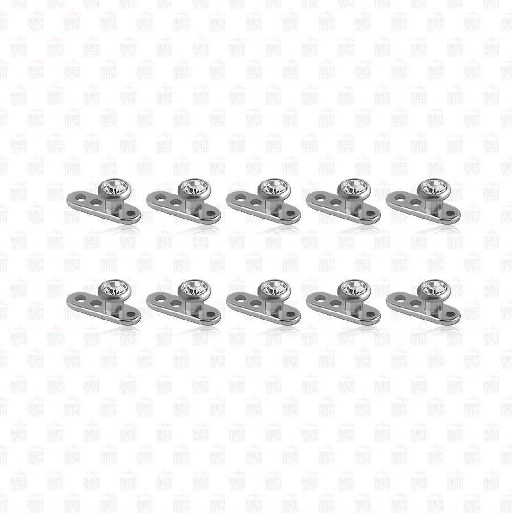 10-delige Titanium Dermal Piercing White Stone