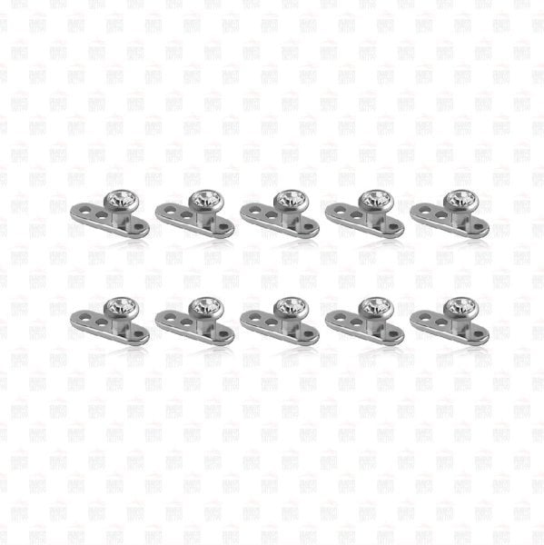 10-delige Titanium Dermal Piercing White Stone