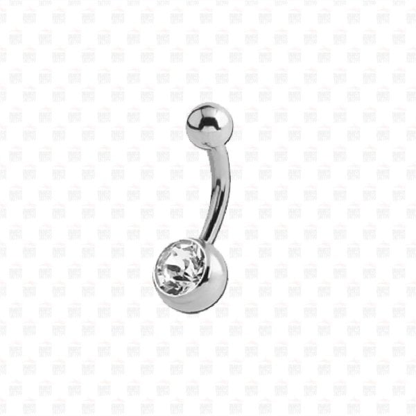 Cerrahi Çelik Beyaz Taşlı Göbek Piercing Top Büyüklüğü 8 mm - Bar Kalınlığı 1.6 mm - Bar Uzunluğu 12 mm