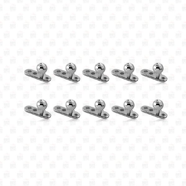 10 Adet Titanyum Dermal Piercing Beyaz Taşlı