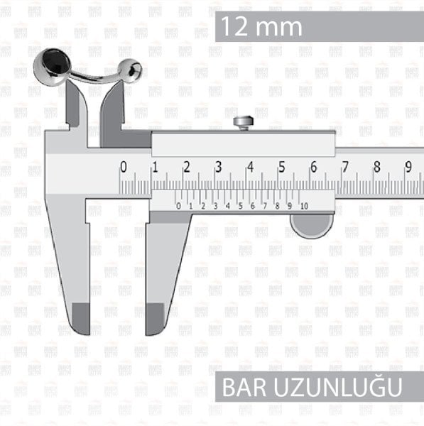 10 Adet Titanyum Siyah Taşlı Göbek Piercing