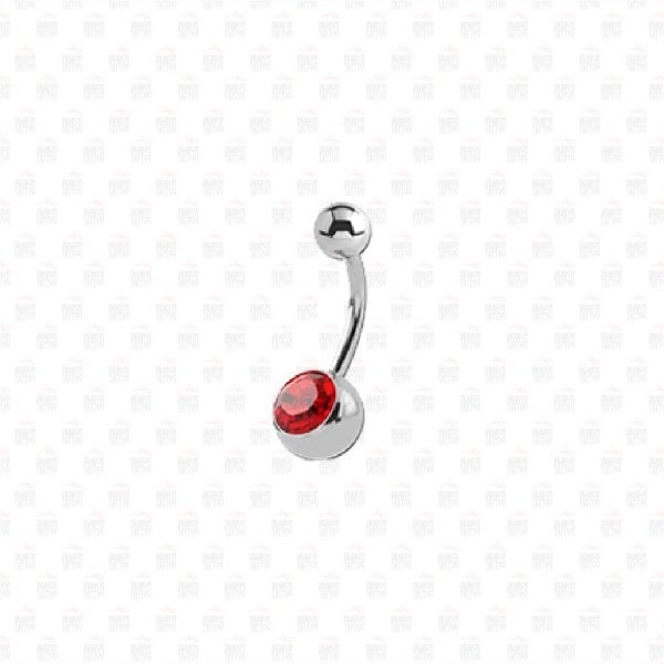 Titanyum Kırmızı Taşlı Göbek Piercing