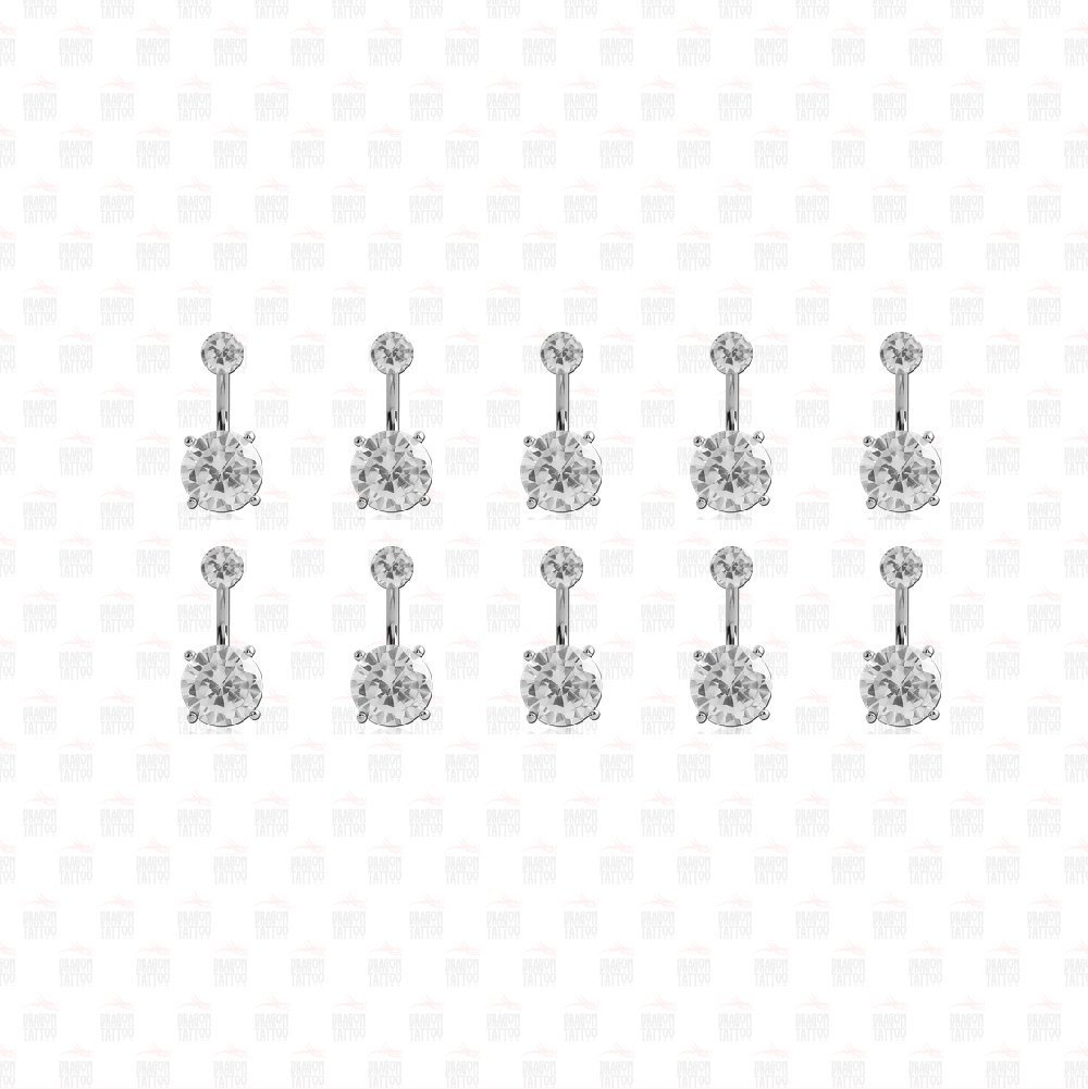 10 Adet Cerrahi Çelik Çift Beyaz Taşlı Göbek Piercing 10 Adet Cerrahi Çelik Çift Beyaz Taşlı Göbek Piercing Top Büyüklüğü 8 mm - Bar Kalınlığı 1.6 mm - Bar Uzunluğu 10 mm