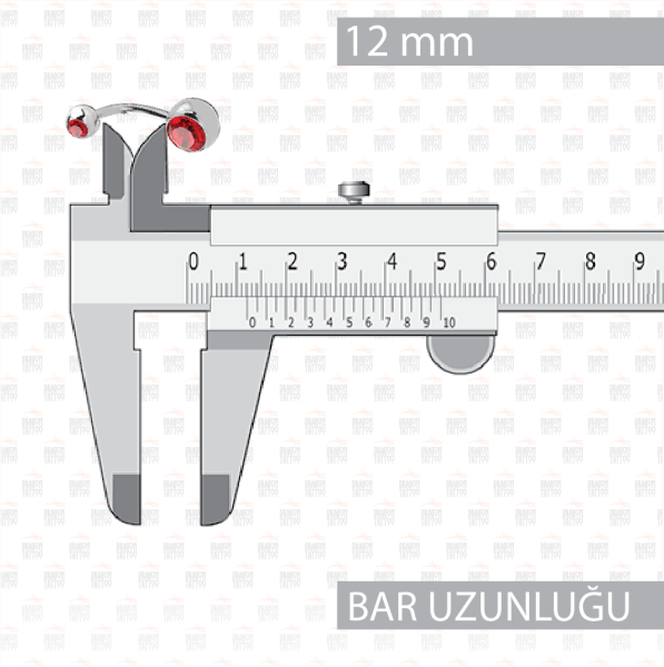 10 Adet Titanyum Çift Kırmızı Taşlı Göbek Piercing