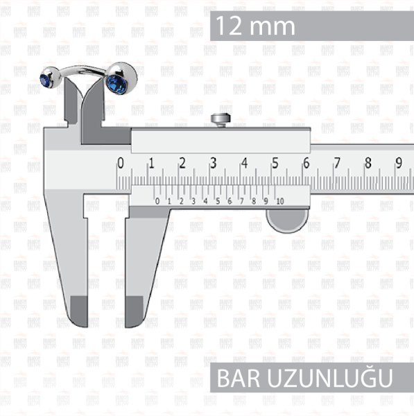 Titanyum Cift Mavi Taşlı Göbek Piercing