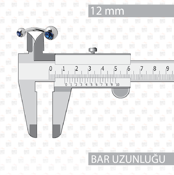 10 Adet Titanyum Cift Mavi Taşlı Göbek Piercing